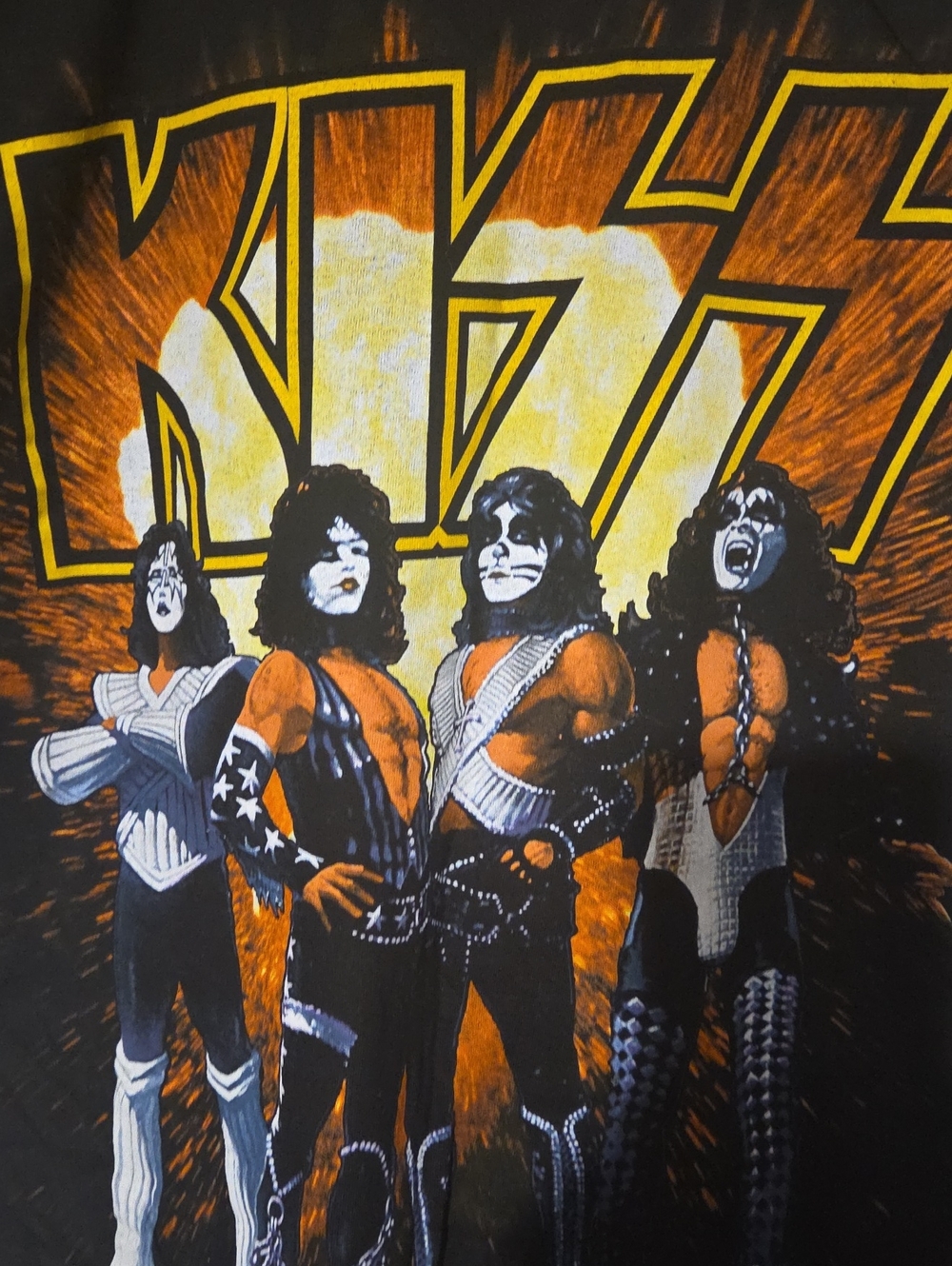 Kiss Rock Band Graphic Print - Black & Orange & Yellow